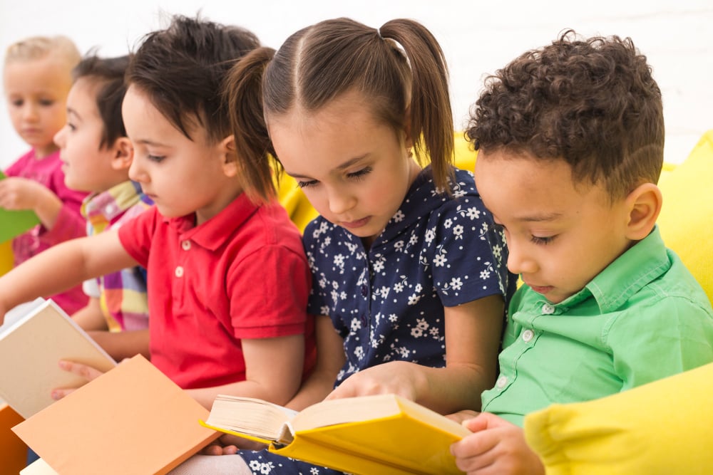 Children Engrossed in Reading