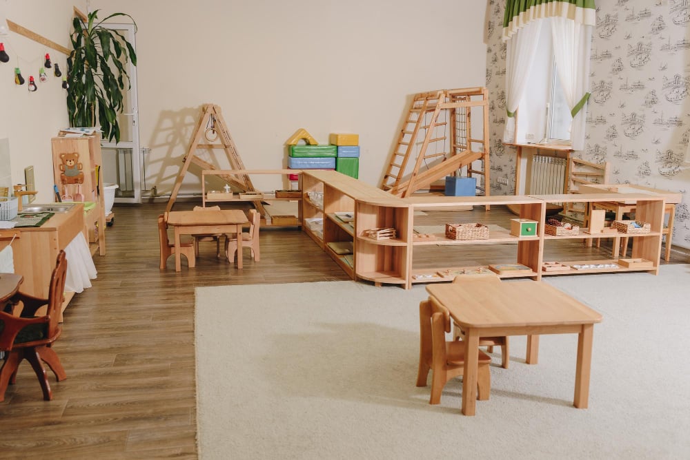 Brightly Lit Montessori Classroom