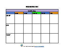 Preschool Weekly Menu Template