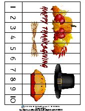 Thanksgiving Number Puzzles. Preschool. Math.